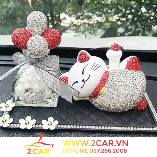 Mèo thần tài trang trí taplo ô tô, đồ chơi ô tô hoặc để bàn làm việc văn phòng