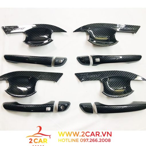 Ốp tay nắm, hõm cửa Accent 2018- 2021 vân cacbon cao cấp