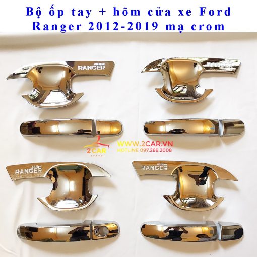 Ốp tay nắm, hõm cửa xe Ford Ranger 2014 - 2021 mạ crom