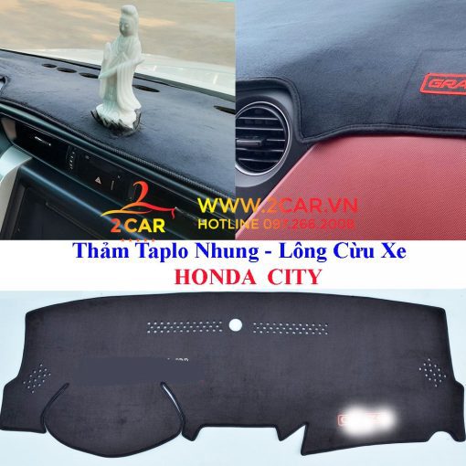 Thảm taplo nhung xe Honda City 2021 - 2022 chất liệu cao cấp mềm mịn, không xù lông, có chống trượt