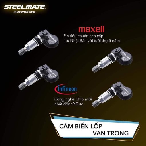 Cảm Biến Áp Suất Lốp Steelmate TP-MT11 , Van Trong có Màn Hình Năng Lượng Măt Trời - Hình ảnh 2