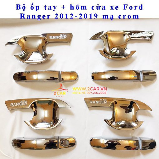 Ốp tay nắm, hõm cửa xe Ford Ranger 2014 - 2021 mạ crom - Hình ảnh 2