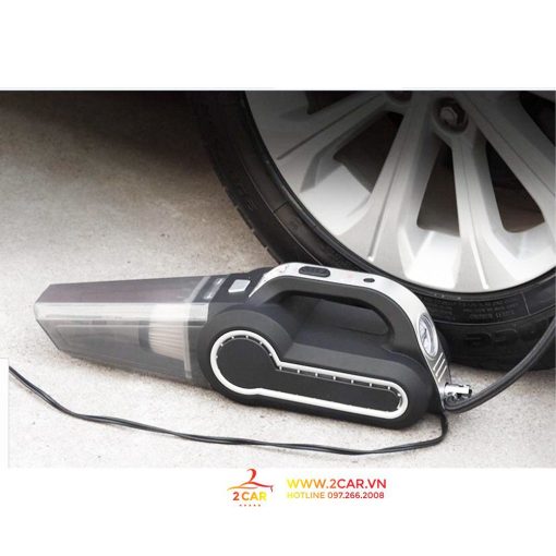 Máy hút bụi xe ô tô, Máy bơm lốp ô tô, oto - Đa Năng 4 Trong 1 - Hút Bụi, Bơm Lốp, Đo Áp Suất Lốp, Đèn Pin Chiếu Sáng - Hình ảnh 2