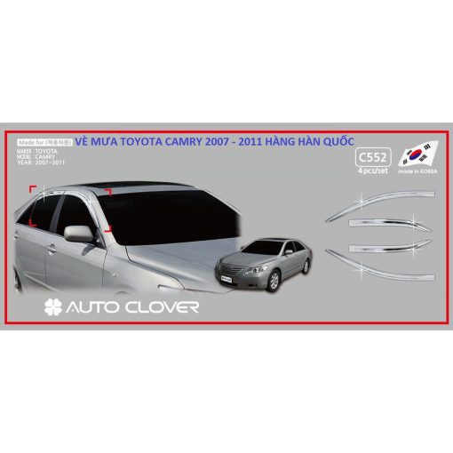 Vè che mưa mạ crom xe Toyota Camry 2007 - 2011 - 2014 - 2018 Hàng Hàn Quốc - Hình ảnh 4