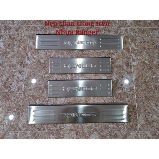 ỐP BẬC CỬA, NẸP BƯỚC CHÂN TRONG NGOÀI XE RANGER 2014 - 2021, 2022, 2023 INOX CAO CẤP - Hình ảnh 3
