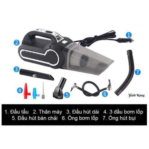 Máy hút bụi xe ô tô, Máy bơm lốp ô tô, oto - Đa Năng 4 Trong 1 - Hút Bụi, Bơm Lốp, Đo Áp Suất Lốp, Đèn Pin Chiếu Sáng - Hình ảnh 5