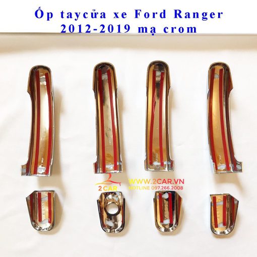 Ốp tay nắm, hõm cửa xe Ford Ranger 2014 - 2021 mạ crom - Hình ảnh 6