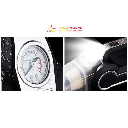 Máy hút bụi xe ô tô, Máy bơm lốp ô tô, oto - Đa Năng 4 Trong 1 - Hút Bụi, Bơm Lốp, Đo Áp Suất Lốp, Đèn Pin Chiếu Sáng - Hình ảnh 8