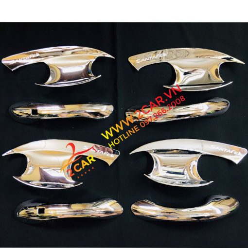 Ốp Tay nắm, Hõm Cửa, chén cửa Xe Hyundai Santafe 2019-2023 mạ crom