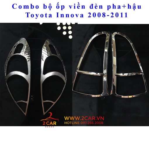 Ốp viền đèn pha, hậu Toyota Innova 2009-2011 mạ crom cao cấp