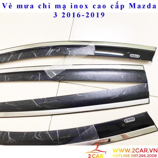 Vè che mưa chỉ INOX cao cấp xe Mazda 3/ Mazda3 đời 2015 2016 2017 2018 2019 2020 2021 2022 2023