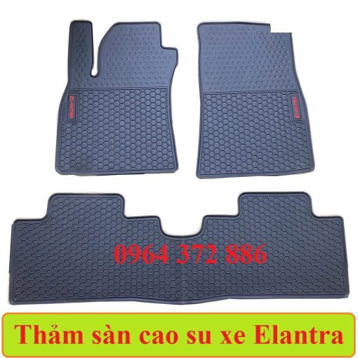 Thảm sàn, lót sàn cao su 3D cho xe Elantra 2016- 2021, 2022, 2023 (hàng cao cấp không mùi)