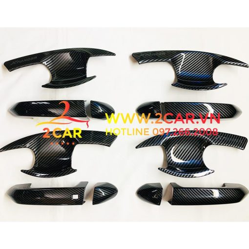 Ốp Tay Nắm, Hõm Cửa Carbon Xe XPANDER 2018- 2021, 2022 chất liệu vân Cacbon Cao Cấp