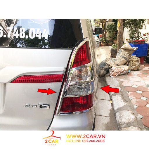 Ốp viền đèn pha, hậu xe Toyota Innova 2012-2016 mạ crom cao cấp - Hình ảnh 2