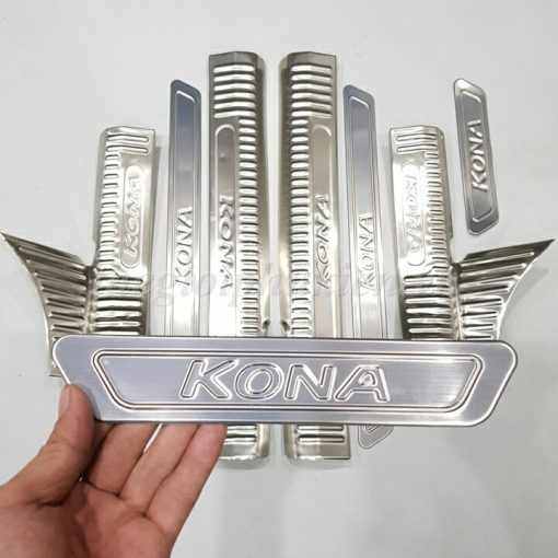 Bộ Ốp bậc cửa, Nẹp bước chân Hyundai Kona 2019-2020 Inox cao cấp - Hình ảnh 3