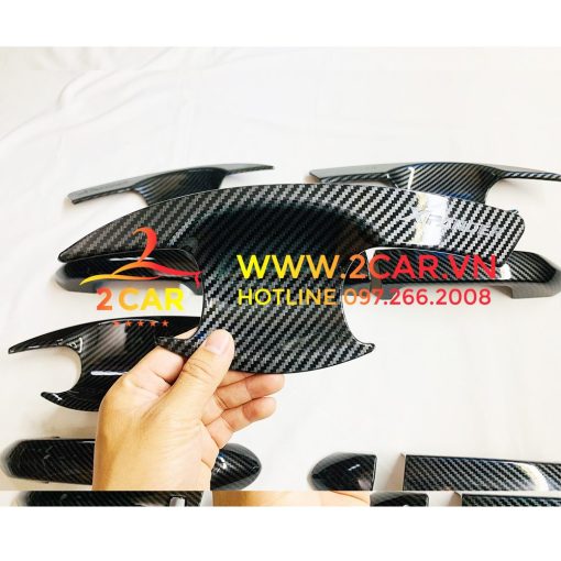 Ốp Tay Nắm, Hõm Cửa Carbon Xe XPANDER 2018- 2021, 2022 chất liệu vân Cacbon Cao Cấp - Hình ảnh 3