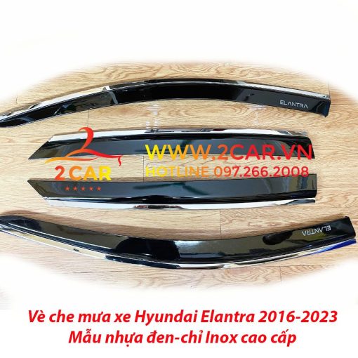 Vè che mưa xe Huynda Elantra 2016- 2021, 2022, 2023 chỉ Inox cao cấp nhất thị trường - Hình ảnh 3