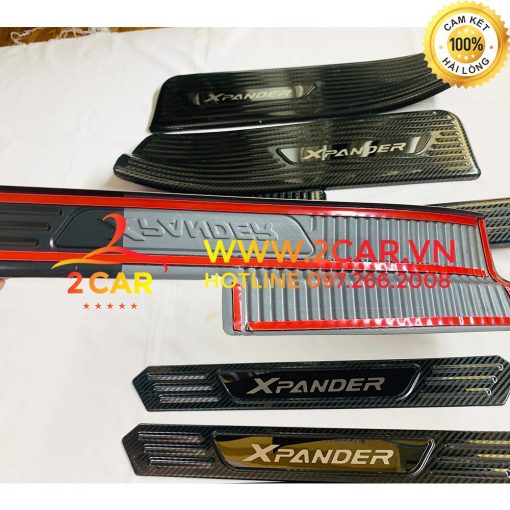 ỐP BẬC CỬA, NẸP BƯỚC CHÂN TRONG NGOÀI CARBON XE MITSUBISHI XPANDER VÂN CACBON 2018 - 2021 - 2022 hàng cao cấp - Hình ảnh 4