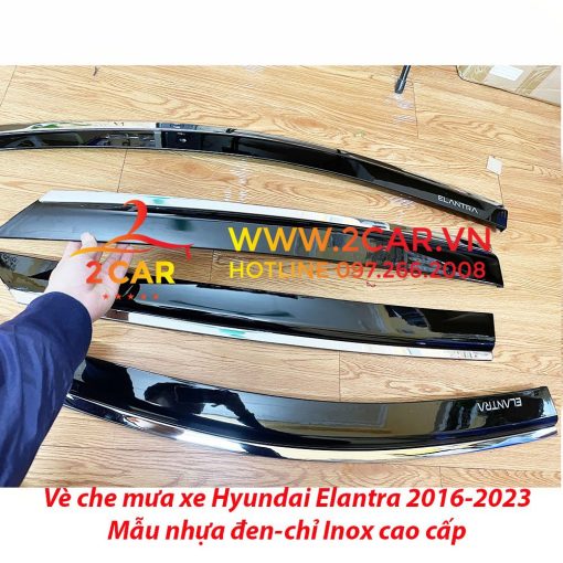 Vè che mưa xe Huynda Elantra 2016- 2021, 2022, 2023 chỉ Inox cao cấp nhất thị trường - Hình ảnh 4