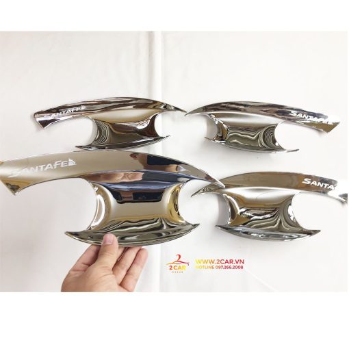 Ốp Tay nắm, Hõm Cửa, chén cửa Xe Hyundai Santafe 2019-2023 mạ crom - Hình ảnh 4