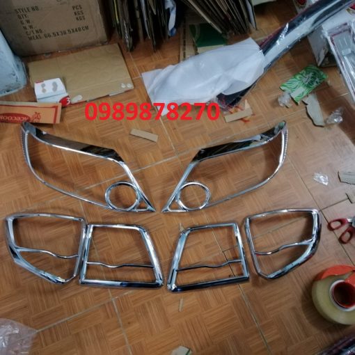 Ốp viền đèn pha, đèn hậu xe Toyota Fortuner 2012 2013 2014 2015 Nhựa ABS mạ crom sáng bóng - Hình ảnh 4
