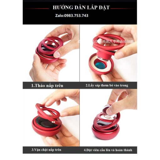 Khử mùi ô tô,Vòng xoay vô cực sáp thơm khử mùi cho ô tô tự quay bằng năng lượng mặt trời - Hình ảnh 6