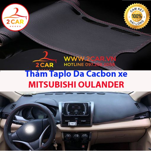 Thảm taplo da carbon MITSUBISHI OUTLANDER 2016-2022 chống nóng tốt, chống trơn trượt, vừa khít theo xe
