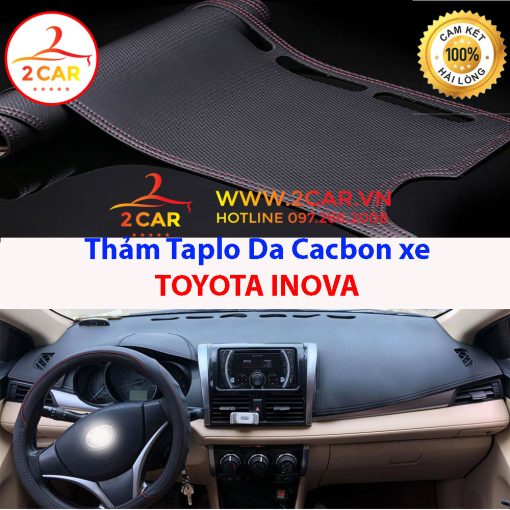 Thảm Taplo Da Cacbon Xe Toyota Innova 2017 - 2022, 2023 chống nóng tốt, chống trơn trượt, vừa khít theo xe
