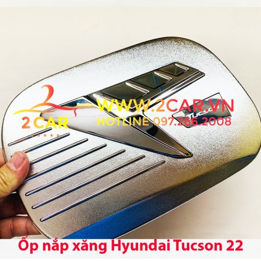Ốp nắp bình xăng xe Hyundai Tucson 2022 2023 Mạ crom cao cấp - Hình ảnh 2