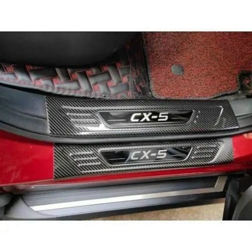 Ốp bậc cửa, Nẹp bước chân CARBON Xe Mazda CX5, CX-5 2018 2019 2020 2021 2022 2023 Vân cacbon cao cấp - Hình ảnh 4