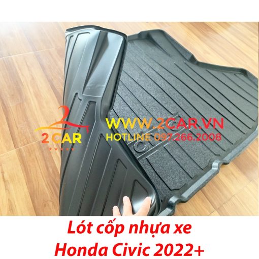 Lót cốp nhựa dẻo xe Honda Civic 2022 2023 cao cấp- Hàng dày dặn - Ảnh 3