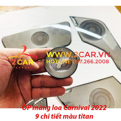 Ốp màng loa cánh cửa xe Kia Carnival 2021 - 2022 - Bộ 9 chi tiết có 2 mẫu Titan và inox bạc mờ - Hình ảnh 2