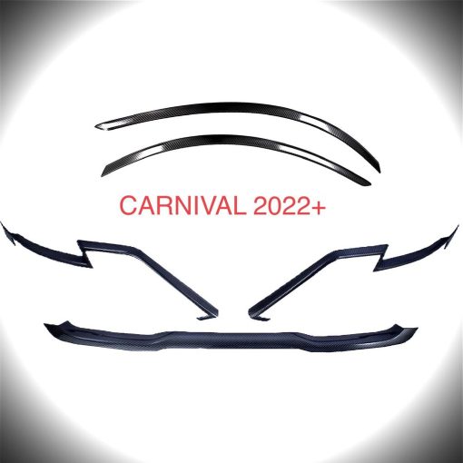 Bộ ốp viền đèn pha, viền ca lăng xe KIA Carnival 2021- 2022 nhựa ABS vân Cacbon cao cấp - Hình ảnh 2