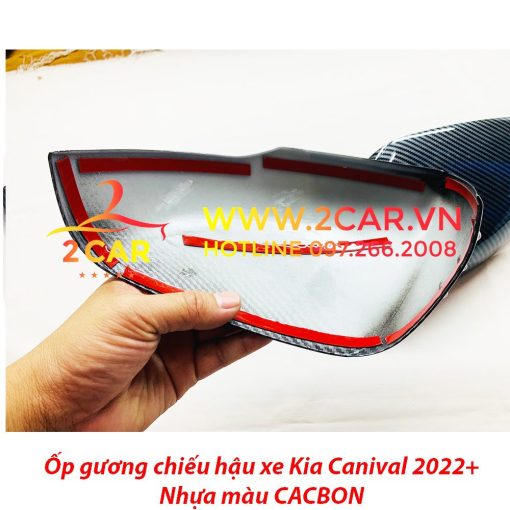 Ốp gương chiếu hậu carbon xe Kia Carnival 2021- 2022 nhựa ABS vân Cacbon cao cấp, giá 1 đôi - Ảnh 2