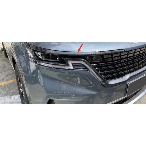 Bộ ốp viền đèn pha, viền ca lăng xe KIA Carnival 2021- 2022 nhựa ABS vân Cacbon cao cấp - Hình ảnh 3