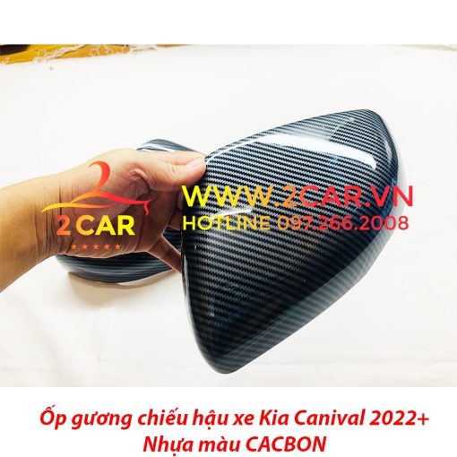 Ốp gương chiếu hậu carbon xe Kia Carnival 2021- 2022 nhựa ABS vân Cacbon cao cấp, giá 1 đôi - Ảnh 3