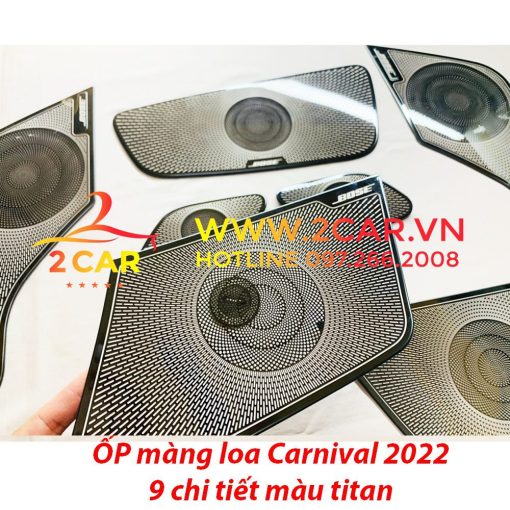 Ốp màng loa cánh cửa xe Kia Carnival 2021 - 2022 - Bộ 9 chi tiết có 2 mẫu Titan và inox bạc mờ - Hình ảnh 4