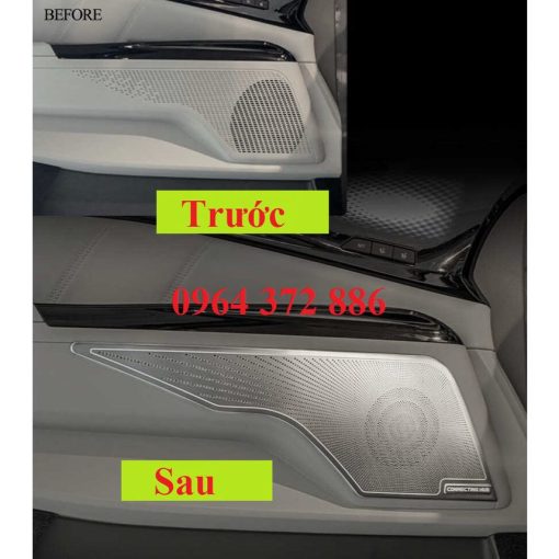 Ốp màng loa cánh cửa xe Kia Carnival 2021 - 2022 - Bộ 9 chi tiết có 2 mẫu Titan và inox bạc mờ - Hình ảnh 7