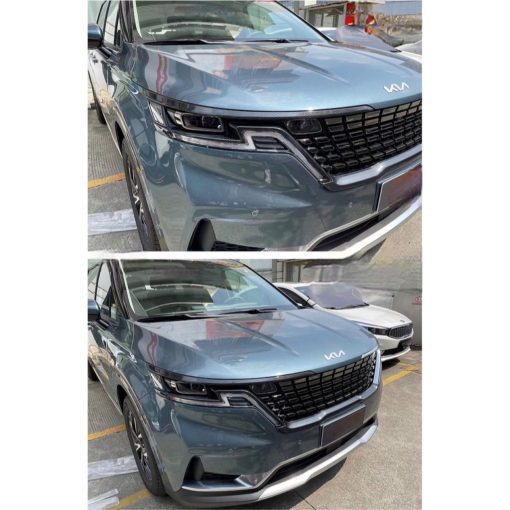 Bộ ốp viền đèn pha, viền ca lăng xe KIA Carnival 2021- 2022 nhựa ABS vân Cacbon cao cấp - Hình ảnh 8