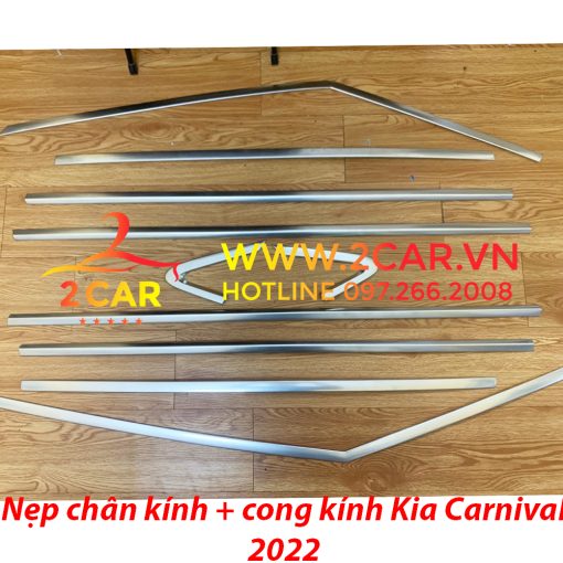 Nẹp viền chân, cong kính xe Kia Carnival 2021-2023, Hàng inox mờ cao cấp như bản Full