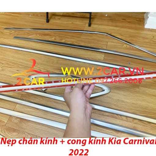 Nẹp viền chân, cong kính xe Kia Carnival 2021-2023, Hàng inox mờ cao cấp như bản Full - Hình ảnh 3