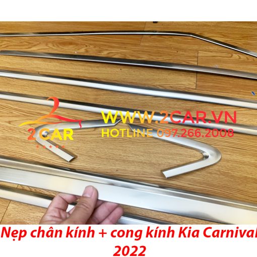 Nẹp viền chân, cong kính xe Kia Carnival 2021-2023, Hàng inox mờ cao cấp như bản Full - Hình ảnh 4