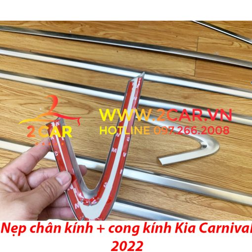 Nẹp viền chân, cong kính xe Kia Carnival 2021-2023, Hàng inox mờ cao cấp như bản Full - Hình ảnh 5