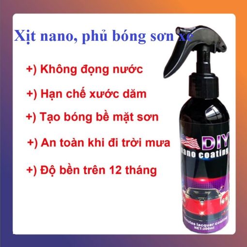 Chai xịt phủ nano chống bám nước DIY 200ml - Chống nước kính, phủ bóng sơn, bảo vệ sơn xe oto, xe hơi - Hình ảnh 2