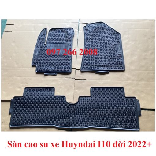 Thảm lót sàn xe I10 đời 2021- 2022- 2023 form mới nhất, thảm sàn I10 bằng cao su đúc không mùi, cao cấp