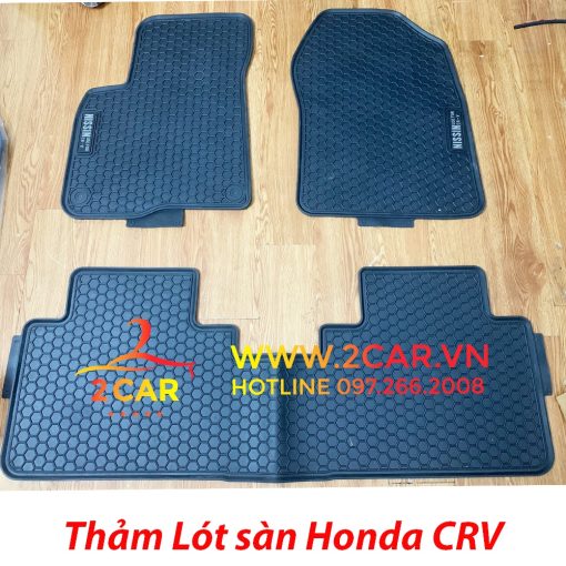 Thảm lót sàn cao su xe Honda CRV 2014 - 2023 không mùi, dễ vệ sinh - Mẫu tổ ong NISSIN chữ trắng