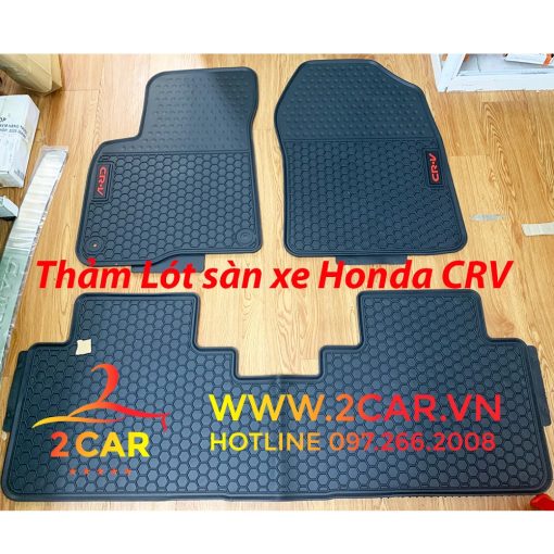 Thảm lót sàn xe Honda CRV 2018 - 2022, 2023 sàn cao su đúc không mùi mẫu kẻ sọc 2 hàng ghế