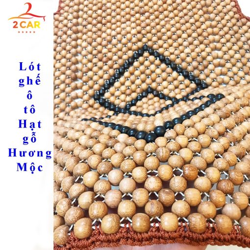Lót ghế gỗ ô tô hạt gỗ Hương Mộc có hoa văn ở giữa, có khâu viền cao cấp - Hình ảnh 2