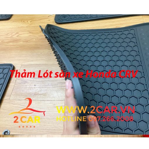 Thảm lót sàn xe Honda CRV 2018 - 2022, 2023 sàn cao su đúc không mùi mẫu kẻ sọc 2 hàng ghế - Hình ảnh 2