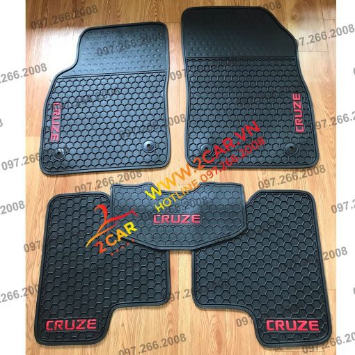 Thảm lót sàn cao su xe Chevrolet CRUZE không mùi, dễ vệ sinh _ tổ ong chữ đỏ
